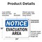 Signmission Evacuation Area, 24 in W x Rectangle, Plastic OS-2PACK-NS-P-1824-L-12182 - alternate 6